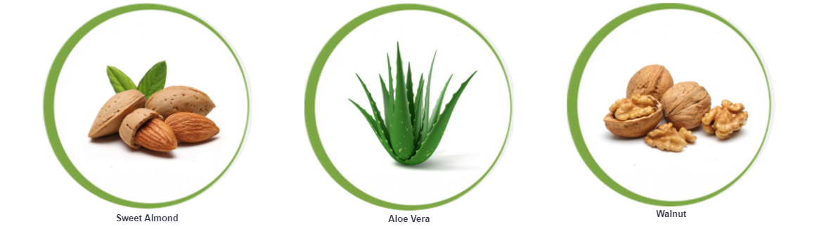 The active ingredients of the Coolherbals Sweet Almond & Aloe Vera Cleanser are Sweet Almond, Aloe Vera and Walnut.